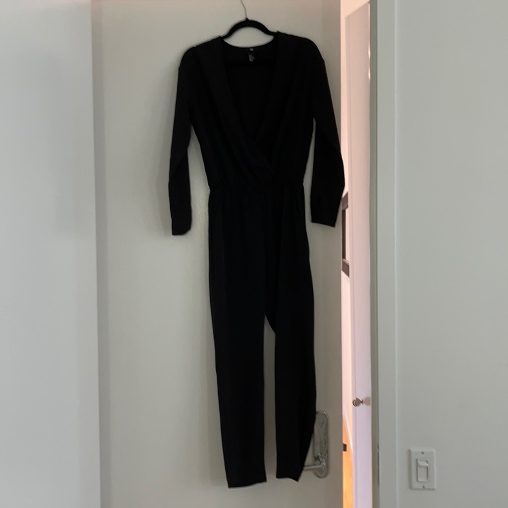 Black v neck jumpsuit